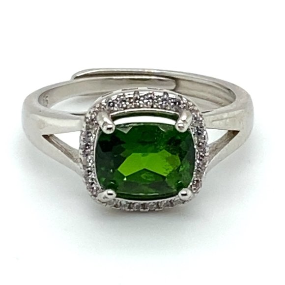Chrome Diopside 1.45ct White Gold Finish Solid 925 Sterling Silver Ring - Picture 3 of 7